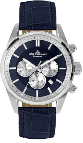 JACQUES LEMANS Herren Analog Quarz Uhr mit Leder Armband 42-6.1B