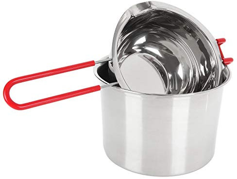 AHUNTTER 600ml (20oz) Double Boiler Large Capacity 304 Stainless Steel Melting Pot Set of 2 (Universal Insert & Bottom) for Butter Chocolate Cheese Caramel Soap Candle Making Wax Melting