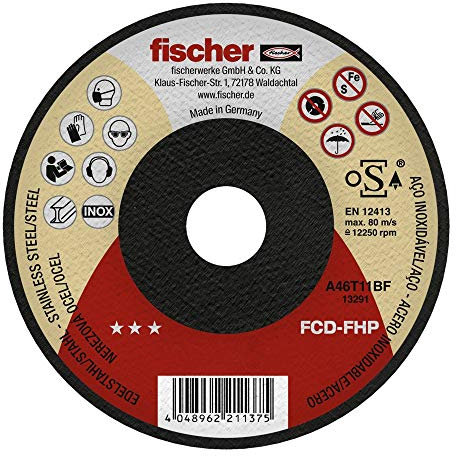 Fischer FCD-FHP 230x1,9 INOX Disco da Taglio per Metallo e Acciaio Inox per Massime Prestazioni, Tipo 41 Piatto, per Smerigliatrice Angolare, 1 pz