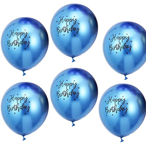 Happy Birthday Blau Metallic Luftballons，20 Blau Luftballons Metallic Deko zum Geburtstag Party Kindergeburtstag Happy Birthday Dekoration