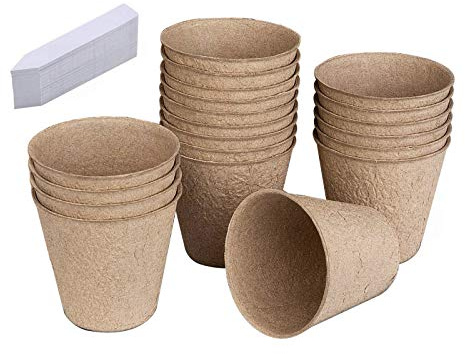 20 Pezzi Vasetti per Piantine Biodegradabili, Semenzaio Germinazione Professionale, Alveoli per Semina con Segnalibro Piantina, Piccoli Serra da Giardino & Orto Grasse Piante Torba Semenzaio Ø 10cm