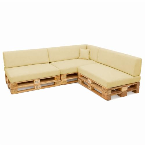 POKAR Palettenkissen Wasserabweisend Palettenauflagen mit abnehmbarem Bezug Palettenmöbel Palettensofa 8er Set: Sitzkissen 120x80 + Rückenlehne 120x40, Beige