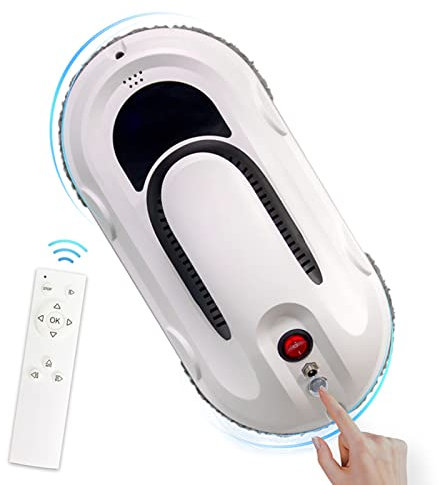 Niczu Robot Aspirapolvere per la Pulizia dei Vetri, Protezione dallo Spegnimento di 50 Minuti, Robot Lavavetri Elettrico con Aspirazione Forte 5000 Pa, per Vetri Interni, Esterni, Piastrelle,White