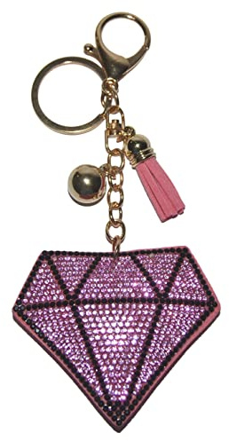 Popfizzy Strass Schlüsselanhänger für Frauen, Bling Geldbörse Charms für Handtaschen, Mädchen Rucksack Schlüsselanhänger, Kristall Tasche Charm Schlüsselanhänger, Rosa Diamant Schlüsselanhänger