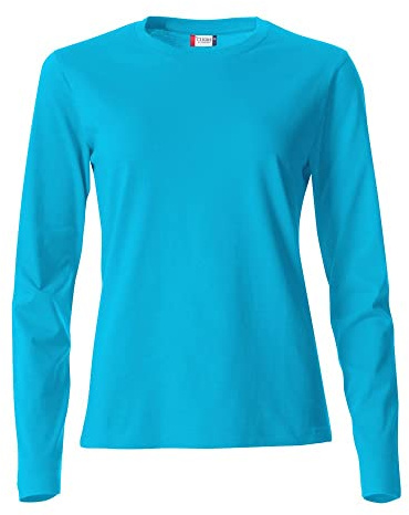 Clique - T-shirt maglia maglietta a manica lunga girocollo da donna Basic-T L/S Ladies in cotone jersey vestibilità slim-fit in diverse taglie e colori (turchese M)