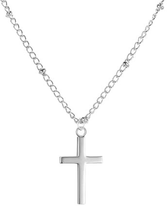 Silver Minimalist Cross Pendant – Delicate Waterproof Jewelry for Everyday Wear, Versatile Gifts for All Ages (Chain Included)