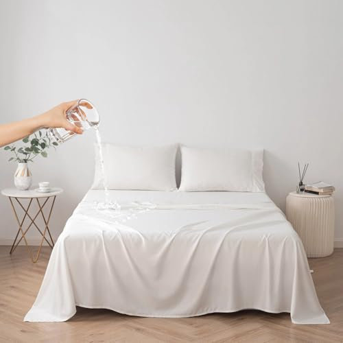 DUJUIKE Couvre-lit imperméable, Drap de lit imperméable, protège-Matelas, Housse de canapé pour Chien, Chat, Enfants, pour lit Queen Size (Blanc, Queen 200 * 230cm)