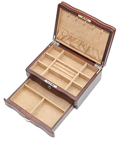 BONOOL Schmucktruhe aus Holz, Retro-Schmuckkästchen, 3-lagig, hohe Kapazität, Schmuck-Organizer für Ohrringe, Ringe, Halsketten, Schmuckkästchen für Damen