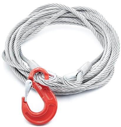 ALFA LOGISTIK Stahlseil mit Haken 12mm Durchmesser 30m Länge - Drahtseil mit Haken - Seil mit Kauschen - Anschlagseil - Forstseil
