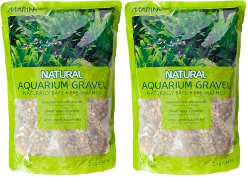 Marina Decorative Aquarium Gravel Natural Creek, Grey, 2-4 mm, 2 Kg (Pack of 2)