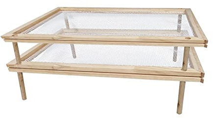 Essiccatore per alimenti impilabile in legno con rete in legno Pasta Erbe Rack di essiccazione multiuso 2 livelli per la casa Z8t9