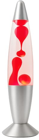 UR CHOICE 16” Retro Lamp | Beautiful Liquid Wax Night Light | Decorative Mood Lighting for Home Office | Energy Efficient LED Lamp | Electrically Operated | Great Gift for All Age (Red/Clear)