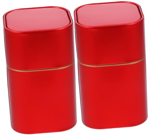 AOKWAWALIY Boîtes à thé hermétiques 2 pièces en métal rouge, boîtes de rangement en fer-blanc avec couvercle pour grains de café et aliments secs