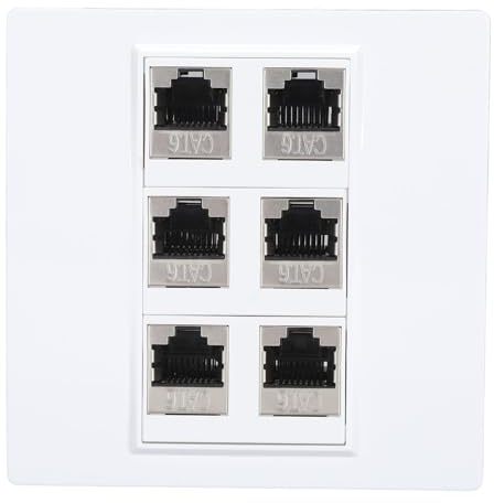 6 Port Ethernet Wall Plate, Cat 6 Female to Female Detachable Jack Wall Plate for Standard Outlet Boxes, Avoid Clutter, Ethernet Cable Faceplates for Work Home