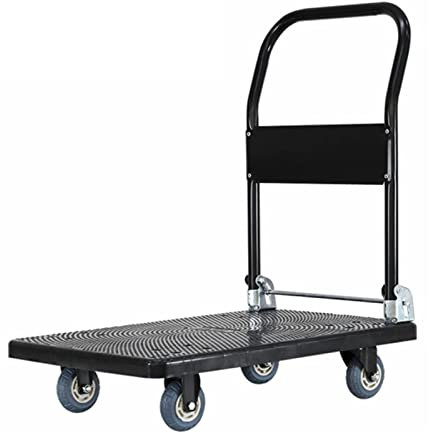 Plattformwagen Tragbarer Schiebewagen, Sackkarren-Kapazitätsgewicht 300 kg, zusammenklappbarer Plattformwagen, zur einfachen Lagerung von Gepäck, Umzugslager, mit gedämpften Rädern