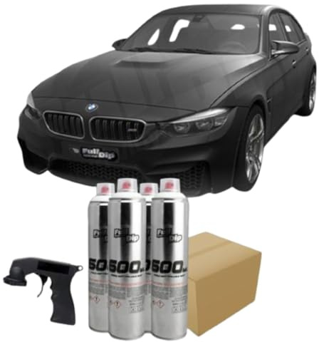 AutoFullCar - Pack para Pintar el Coche con Spray Full Dip 600 ml (24 Unidades) Pintura Vinilo con Regalo Adaptador de spray (Coche Compacto, Negro Mate)