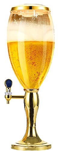 Beer Tower Drink Dispenser 100 Oz Beer Tower Dispenser 3L Mini Kegerator Tower Drink Dispenser with Ice Tube Faucet and Lights for Home Bar Pub Party Restaurant Gameday Beer