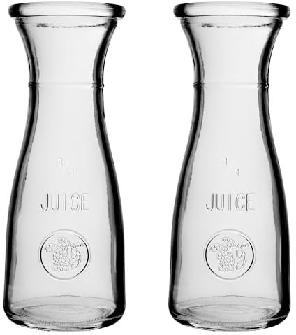 KADAX Jarra sin tapa de cristal, jarra de agua universal, jarra de agua, jarra de cristal, jarra para bebidas, jarra para todo tipo de zumos, decantador de vino (1 l, 2 piezas)
