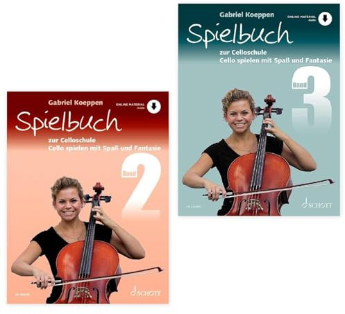 Starterset: Celloschule Spielbuch 2 und Spielbuch 3 - Cello spielen mit Spaß und Fantasie - Gabriel Koeppen + Soundman Kolophonium