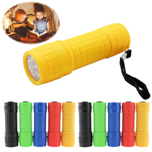 LYPPUL Mini LED Taschenlampe Kinder, 10 Stück Taschenlampe Schlüsselanhänger Klein, Farbige Camping Handlampe mit Lanyard Taschenlampes für Outdoor Wandern Kindergeburtstag Geschenke Notfälle