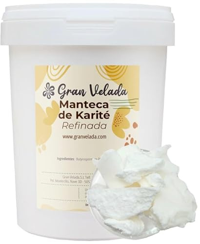 Gran Velada - Manteca de Karité Refinada 1000ml | Sin Olor ni Color | Ideal para Cremas Antiedad, Acondicionadores y Productos de Cuidado Solar | Hidratante y Antiinflamatoria | Cosmética Natural