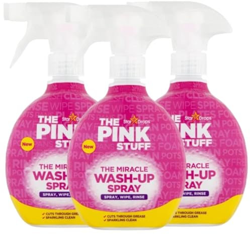 The Star Drops Pink Stuff Miracle Detergenti Multiuso Per L'igiene Della Casa (3, Detergente Spray Per Stoviglie E Superfici 500 Ml)