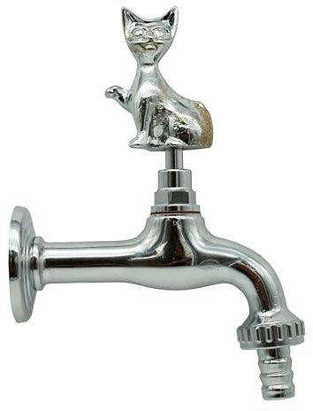 L'Artistica F.LLI PERINCIOLI | Grifo con asa gato cromado, grifo de latón para fuentes de columna o pared, 170 x 137 mm