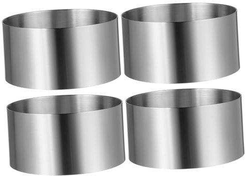 Garneck Round Stainless Steel Cake Molds and Mousse Rings 10x10x5cm Biscuit Baking Tools Household Baking Molds 4pcs Set for Pastry and Cookie Cutting