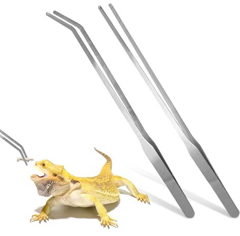 JOYIAL 2 Stück Lange Aquarium-Pinzetten – 27 cm gerade und Gebogene Pinzette, Edelstahl, Reptilien-Futterzange, Terrarium, Aquascape Werkzeuge, Gebogen Aquarium Pinzette für Aquarium-Silber