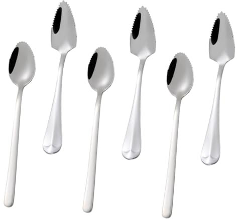 ERINGOGO Obst Schaber Löffel 6 Stück Aus Edelstahl 304 410 Zahndesign Zum Fruchtschaben Trainingsbesteck Für Babys Zur Hand Auge Koordination Und Selbstständigen Ernährung