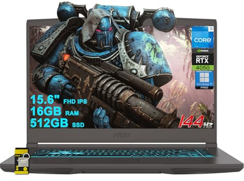 msi Thin 15 Gaming Laptop 15.6 FHD IPS 144Hz Intel Octa-core i5-13420H (Beats i7-11800H) 16GB RAM 512GB SSD GeForce RTX 4050 Backlit Type-C Win11Pro ICP Hub