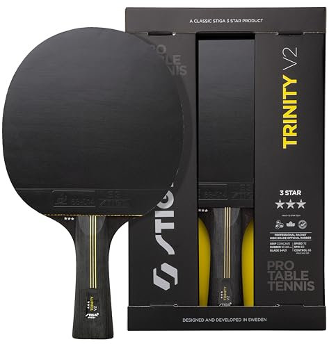 STIGA Trinity V2 Tischtennisschläger – 3 Sterne Tischtennisholz, ITTF-zugelassener Belag, Ergonomischer Griff – für Offensive Spieler