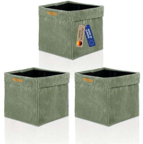 Lycce Kallax Box Cord, für Kallax Regal | Faltbox (salbei, 3er Set)