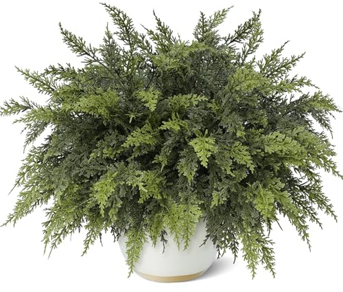 GLIDLION 18 Real Touch Cedar Branches -12 Pcs, Artificial Christmas Cedar Branch Realistic Fake Pine Picks Faux Greenery Plants Stem for Vase DIY Crafts Garland Wreath Indoor Outdoor Home Decor