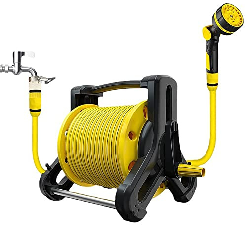 Carrello avvolgitubo da giardino, avvolgitubo portatile con tubi da 10 metri da 1/2, dieci marce regolabili e comodo da riporre, applicazione multi-scenario e nessun assemblaggio richiesto, per gia