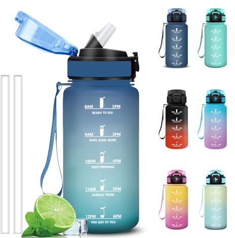 Grsta Botella Agua, 500ml Botella Agua Niños, Cantimplora con Marcador de Tiempo, Diseño de Cerradura, Portátil Cantimplora con Pajita A Prueba de Fugas para Ciclismo, Preescolar, Hogar