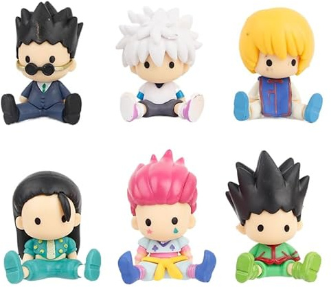 Killua Zoldyck, Kurapica, Gon Freecss, Hisoka Figur, 6 Stück Teller Q Version Figuren 7 cm PVC Charakter Modell Geschenke Dekoration