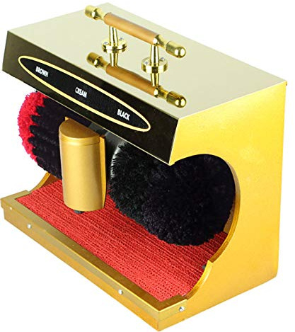 KRXSOBNV 电动擦鞋机非常适合在家庭、办公室以及银行、酒店等公, Fully Automatic Infra Sensor, Commercial Hotel Leather in Hotel Lobby,Electric Shoe Shine Machine(Gold)