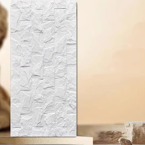Paneles De Pared De Imitación De Piedra 3D, Revestimiento De PU para Decoración De Paredes Interiores Y Exteriores, Impermeable para El Hogar Y La Oficina(Blanco,5PCS)