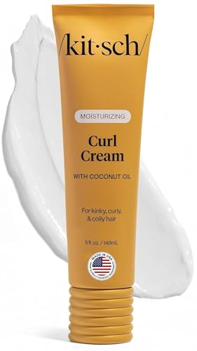 Kitsch Moisturizing Curl Cream for Curly Hair – Lightweight Curly Hair Products for Men & Women | Defines Curls, Controls Frizz & Boosts Shine | Hydrating Curling Cream - Ideal Gifts for Women