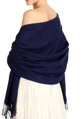 EASE LEAP Pashmina Châle pour Femme Hiver Chaud Douce Grande Écharpe Foulard Etole Mariage Echarpes (Bleu Marine)