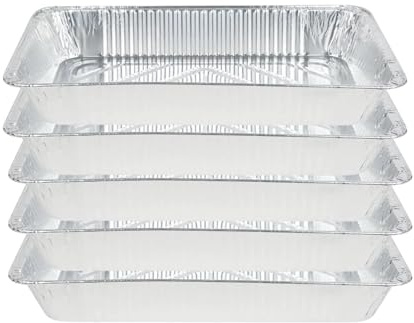 5 x Large Rectangular Aluminium Foil Roasting Dishes 6.2L / 42 x 32 x 8cm | Disposable Foil Trays for Oven Baking, Cooking, BBQ, Roasting, Food Storage & Catering
