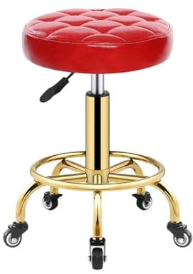 UALXPAO Rollhocker Friseurhocker Vintage Barbershop Friseurstuhl Salonmöbel Schönheitshocker Professionelle drehbare Rollstühle(Red 1)
