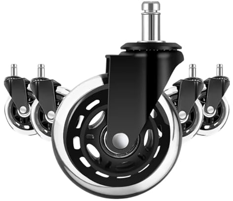 Bürostuhl Rollen 5PCS Bürostuhl Caster Räder 3 Zoll Swivel Gummi Ersatz Weiche Rollen Möbel Hardware(Black 5pcs 10mm)