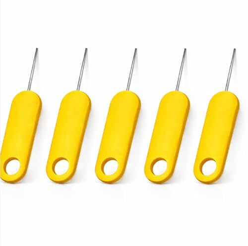 MOBILE CRAFT GLOBAL SIM Ejector Tool Pin for iPhone & Samsung – SIM Card Removal Tool for Phone Repair & SIM Tray Replacement, Strong Metal SIM Opener, Multi-Color (Pack of 5) (5X YELLOW)