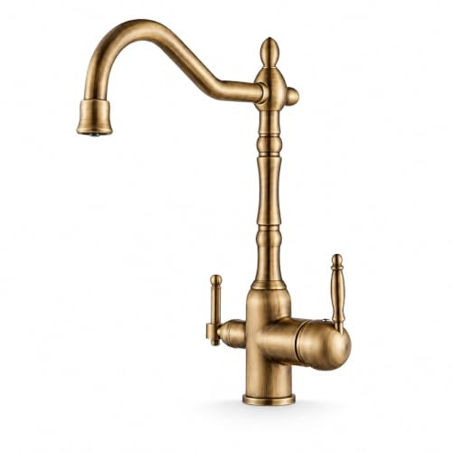 Ari Rubinetto da cucina a 3 vie, miscelatore per acqua potabile, in ottone, design classico retrò