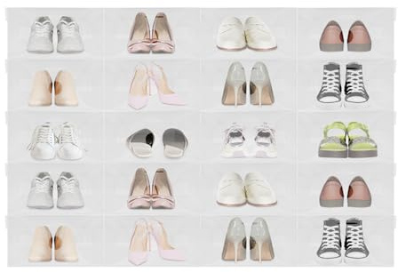 CAIYGG Schuhboxen Stapelbar 20er Set Weiß mit Klappdeckel, Aufbewahrung für Schuhe, Ordnung Zuhause, Schlafzimmer, Schuhschrank oder Keller, für Familie und Haushalt