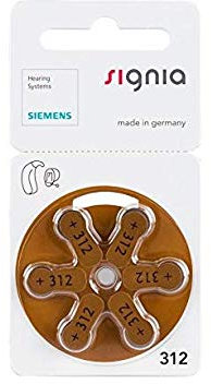 Siemens Hearing Aid Batteries Size 312 10 packs of 6
