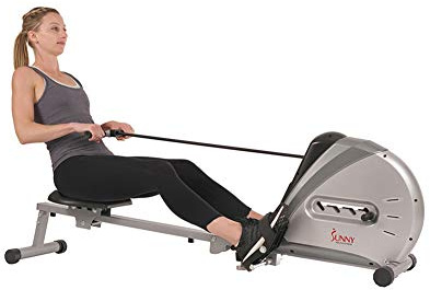 Sunny Health & Fitness Rowing Machine Rower Ergometer with Digital Monitor, Inclined Slide Rail, 220 LB Max Weight and Foldable - SF-RW5606