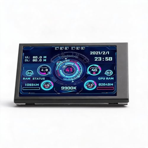 3,5 Zoll IPS USB Bildschirm, PC Sensor Panel Display, 320 X 480 Computer Temperaturmonitor, Tragbare PC Temperaturanzeige für CPU RAM HDD Datenmonitor, Schwarz